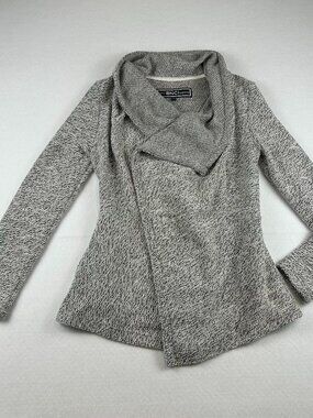 BNCI by Blanc Noir | Women's Drape Open Front Shawl Collar Cardigan Gray, size M